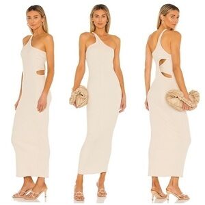 NWT The Line By K Dress Gael Midi Ribbed Bodycon in Oat Cream